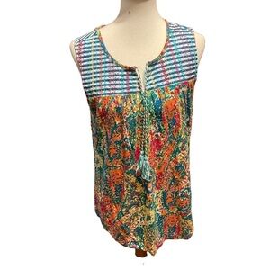 Westbound Multicolor, Striped Tank Top with Tie String Thread Design